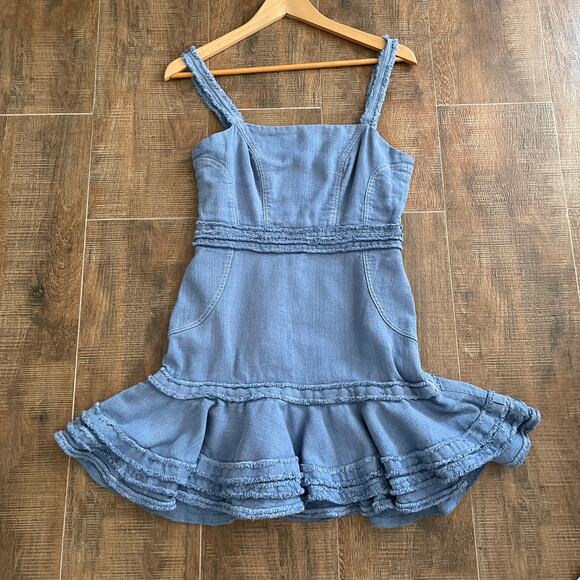 ALEXIS Judith Linen & Cotton Ruffled Mini Dress Fit & Flare Size Large - Picture 3 of 10